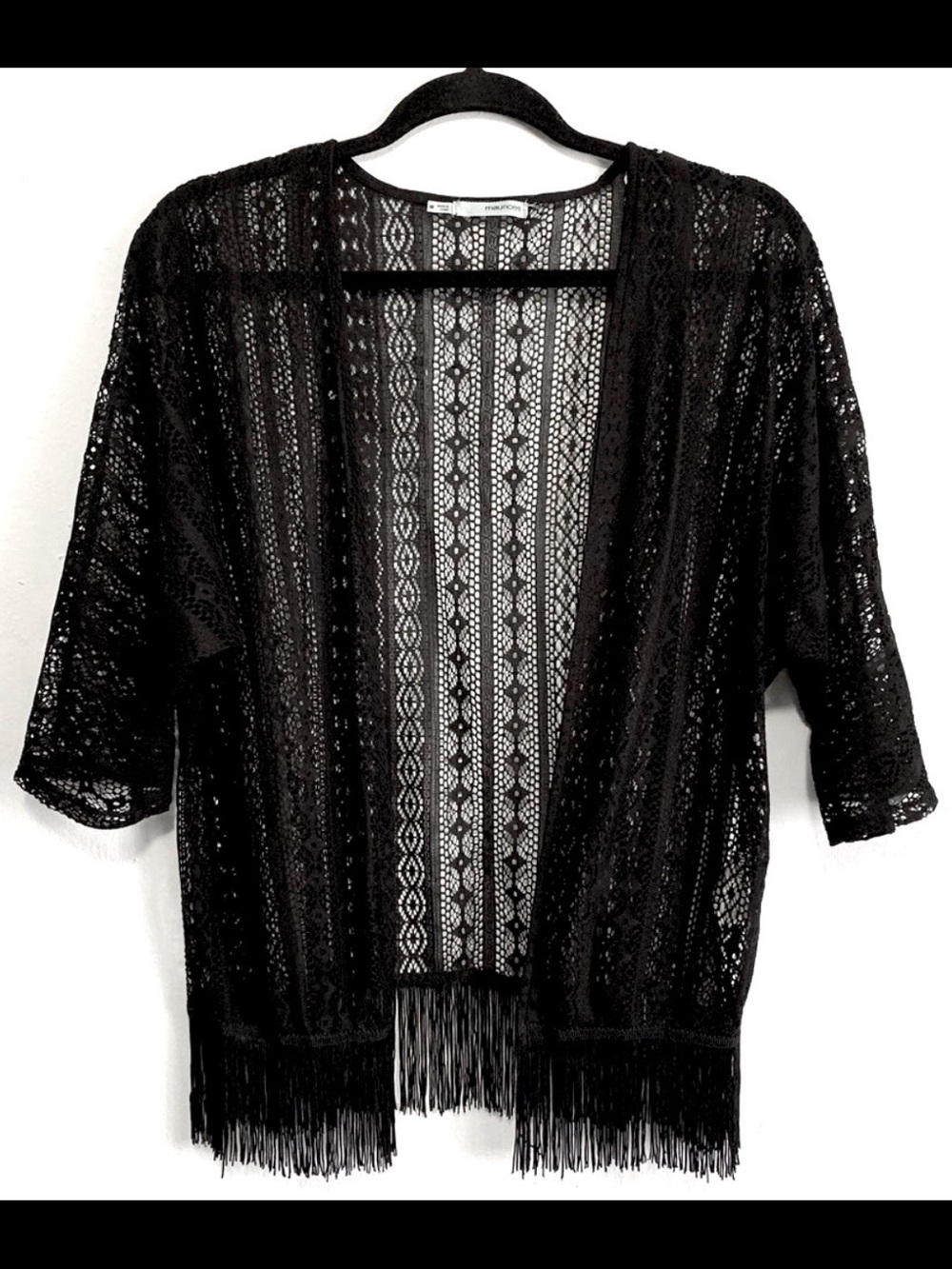 Maurices Black Lace Fringe Kimono